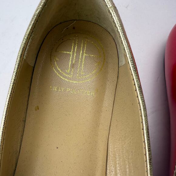 Lilly Pulitzer pinkish coral red ballet flats with elephant  size 9.5 - Picture 9 of 10